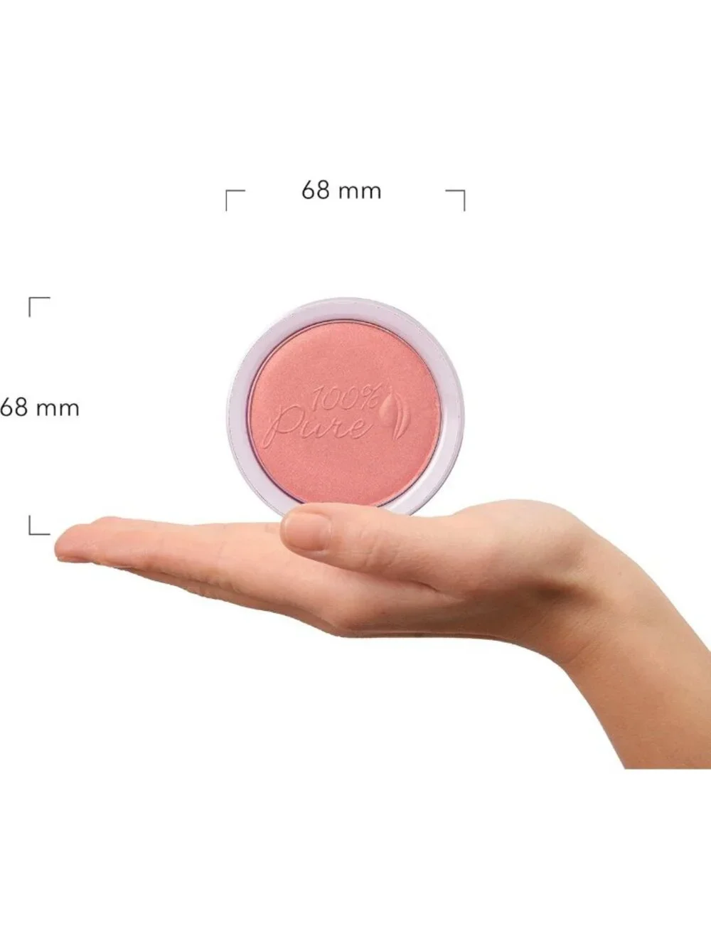 Natural Powder Blush - Soft Shimmery Light Coral, Nourishing Rosehip Oil & Cocoa